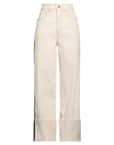 Emporio Armani Woman Jeans Cream Size 30 Cotton In White