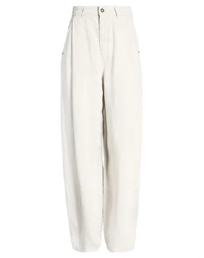 Emporio Armani Woman Jeans Light Grey Size 29 Lyocell, Linen In Gray