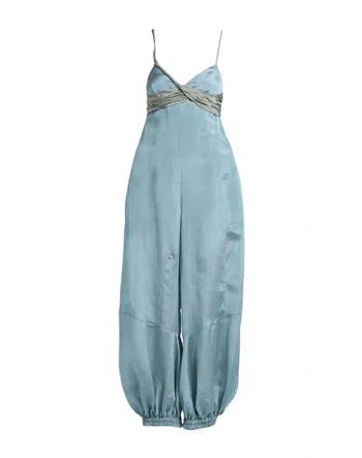 Emporio Armani Woman Jumpsuit Pastel Blue Size 8 Viscose, Silk