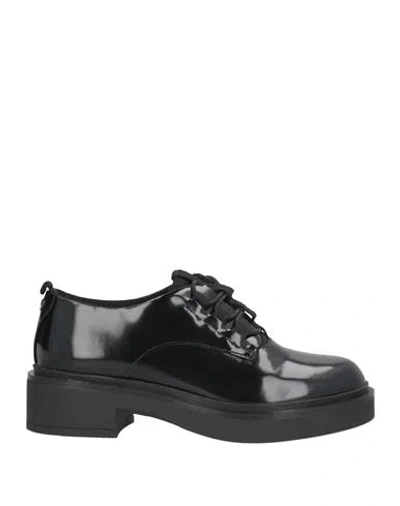 Emporio Armani Woman Lace-up Shoes Black Size 6.5 Leather
