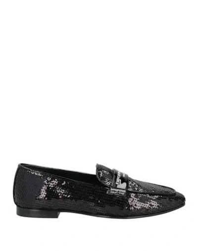 Emporio Armani Woman Loafers Black Size 7.5 Leather