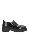 Emporio Armani Woman Loafers Black Size 7.5 Leather In Black