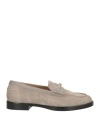 Emporio Armani Woman Loafers Taupe Size 7.5 Calfskin In Gray