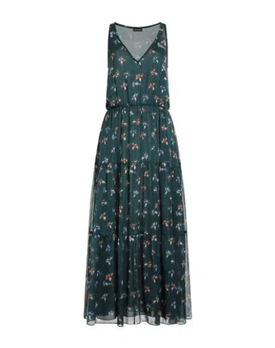 Emporio Armani Woman Long Dress Dark Green Size 10 Silk