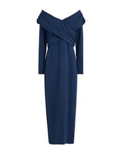 Emporio Armani Woman Maxi Dress Midnight Blue Size 12 Viscose, Polyamide, Elastane