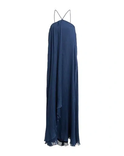 Emporio Armani Woman Maxi Dress Midnight Blue Size 14 Acetate, Silk, Polyester