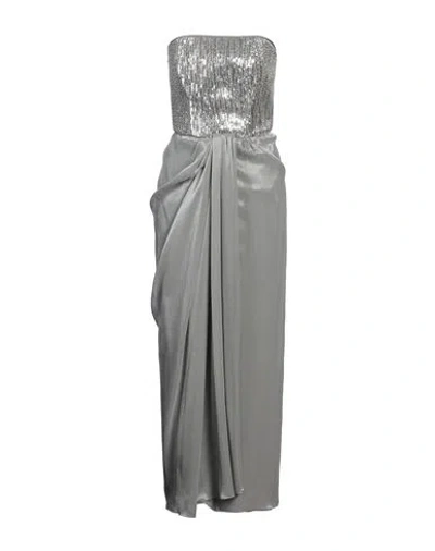 Emporio Armani Woman Maxi Dress Silver Size 4 Polyamide, Viscose, Silk, Pvc - Polyvinyl Chloride, Gl