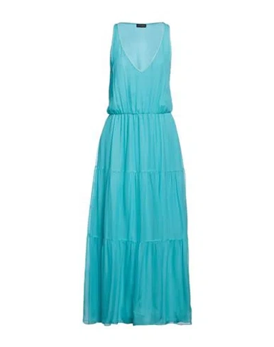Emporio Armani Woman Long Dress Sky Blue Size 8 Silk
