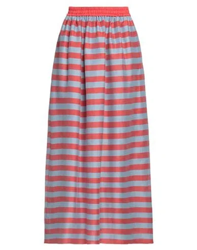 Emporio Armani Woman Maxi Skirt Red Size 16 Linen, Polyamide, Polyester