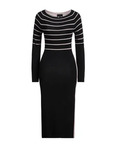 Emporio Armani Woman Midi Dress Black Size 12 Polyamide, Viscose, Cashmere