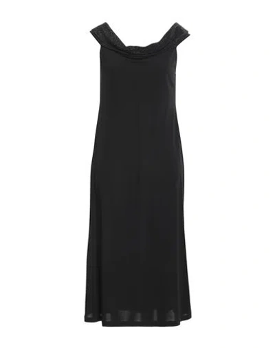 Emporio Armani Woman Midi Dress Black Size 12 Viscose, Polyester, Elastane