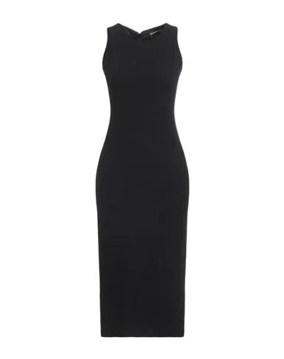 Emporio Armani Woman Midi Dress Black Size 14 Cotton, Polyamide, Elastane
