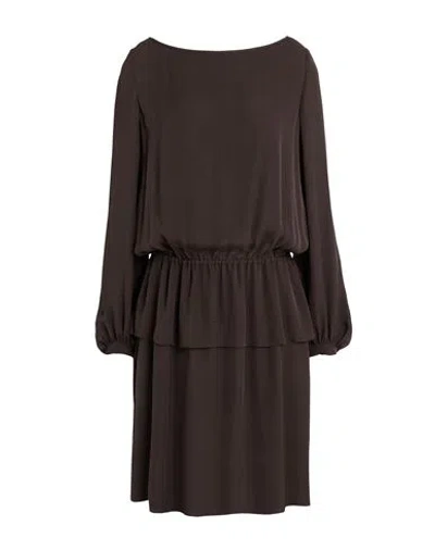 Emporio Armani Woman Midi Dress Dark Brown Size 6 Silk