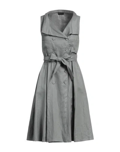 Emporio Armani Woman Midi Dress Grey Size 4 Linen In Gray