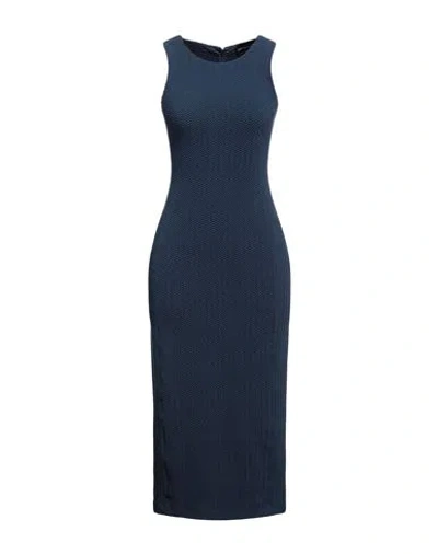 Emporio Armani Woman Midi Dress Navy Blue Size 8 Cotton, Polyamide, Elastane