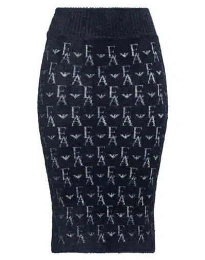 Emporio Armani Woman Midi Skirt Midnight Blue Size 6 Polyamide, Viscose, Polyester In Blue