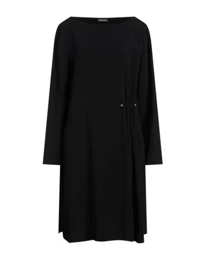 Emporio Armani Ruched Crepe Midi Dress In Black