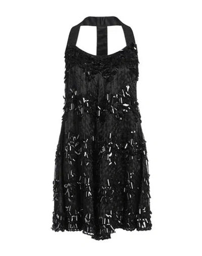 Emporio Armani Woman Mini Dress Black Size 8 Silk, Cotton, Viscose, Pvc - Polyvinyl Chloride, Glass