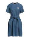 Emporio Armani Woman Mini Dress Blue Size 8 Cotton, Polyester, Polyamide, Elastane In Blue