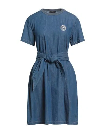 Emporio Armani Woman Mini Dress Blue Size 8 Cotton, Polyester, Polyamide, Elastane