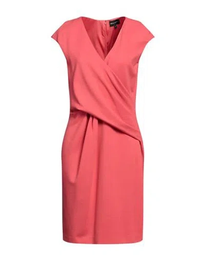 Emporio Armani Woman Mini Dress Coral Size 8 Viscose, Polyamide, Elastane In Red