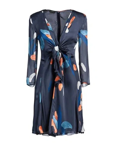 Emporio Armani Woman Mini Dress Midnight Blue Size 12 Silk