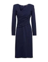 Emporio Armani Stitch Fabric Dress With Asymmetric Cross-over And Draping In Navy In Blue