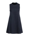 Emporio Armani Woman Mini Dress Midnight Blue Size 8 Wool, Polyamide, Elastane, Viscose, Cupro In Blue