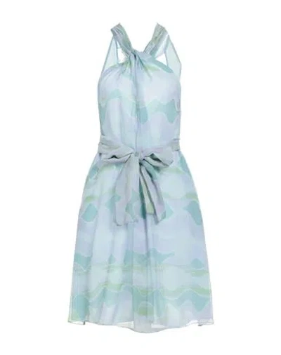 Emporio Armani Woman Short Dress Sky Blue Size 10 Silk