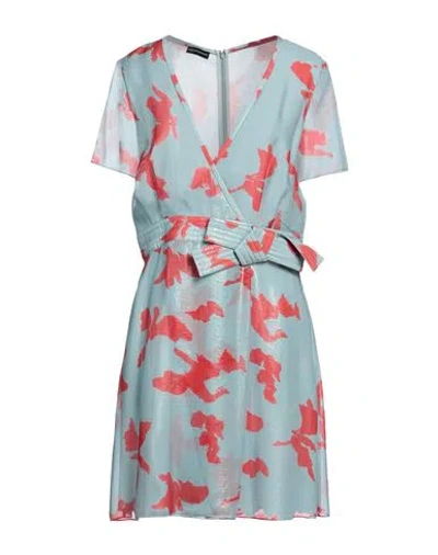 Emporio Armani Woman Mini Dress Slate Blue Size 8 Silk, Polyamide