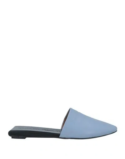 Emporio Armani Woman Mules & Clogs Light Blue Size 5.5 Lambskin