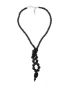 Emporio Armani Woman Necklace Black Size - Textile Fibers, Plastic