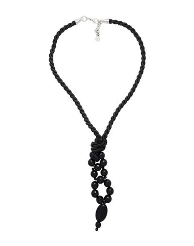 Emporio Armani Woman Necklace Black Size - Textile Fibers, Plastic