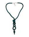 Emporio Armani Woman Necklace Military Green Size - Textile Fibers, Plastic In Green