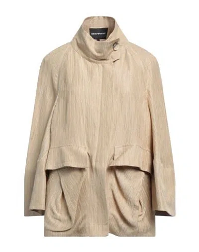 Emporio Armani Woman Overcoat & Trench Coat Beige Size 8 Linen, Silk