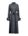 Emporio Armani Woman Overcoat & Trench Coat Blue Size 10 Cotton, Linen, Elastane In Blue