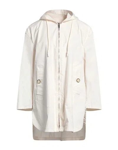 Emporio Armani Woman Overcoat & Trench Coat Ivory Size 12 Cotton, Elastane In White