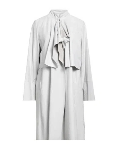 Emporio Armani Woman Overcoat Light Grey Size 10 Goat Skin