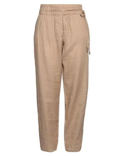 Emporio Armani Woman Pants Beige Size 12 Linen In Neutral