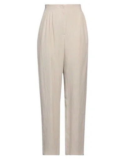 Emporio Armani Woman Pants Beige Size 12 Linen, Lyocell