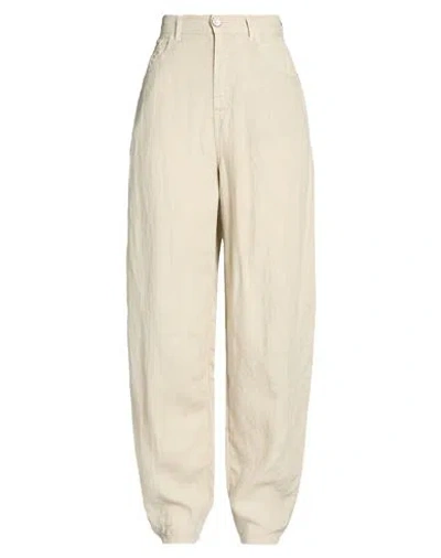 Emporio Armani Woman Pants Beige Size 29 Linen In White