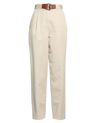 Emporio Armani Woman Pants Dove Grey Size 4 Linen In Beige
