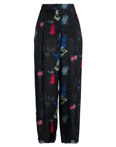 Emporio Armani Woman Pants Black Size 14 Silk, Viscose In Multi