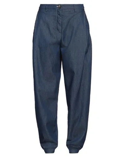 Emporio Armani Woman Pants Blue Size 6 Cotton, Polyamide