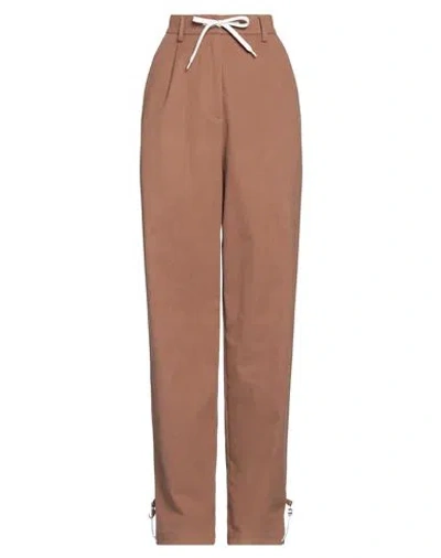 Emporio Armani Woman Pants Brown Size 12 Cotton, Elastane