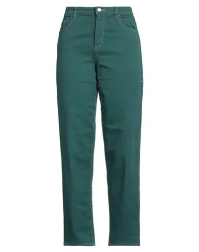 Emporio Armani Woman Pants Deep Teal Size 27 Cotton, Elastane In Green