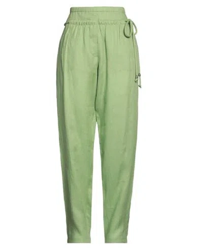 Emporio Armani Woman Pants Light Green Size 12 Linen