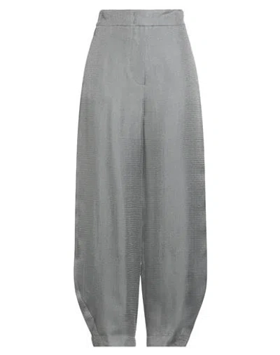 Emporio Armani Woman Pants Light Grey Size 12 Lyocell, Viscose, Silk