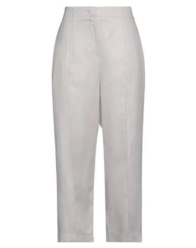 Emporio Armani Woman Pants Light Grey Size 6 Linen
