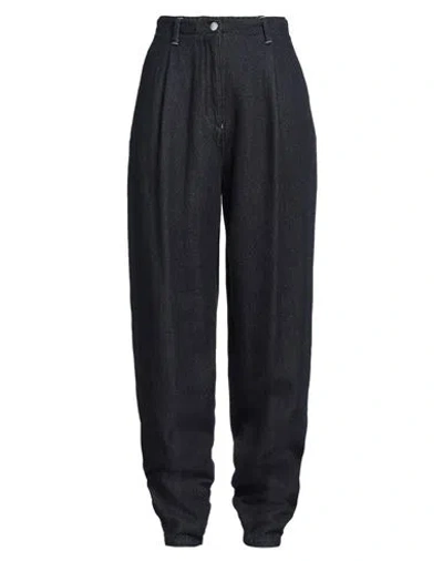Emporio Armani Woman Pants Midnight Blue Size 10 Cotton In Black